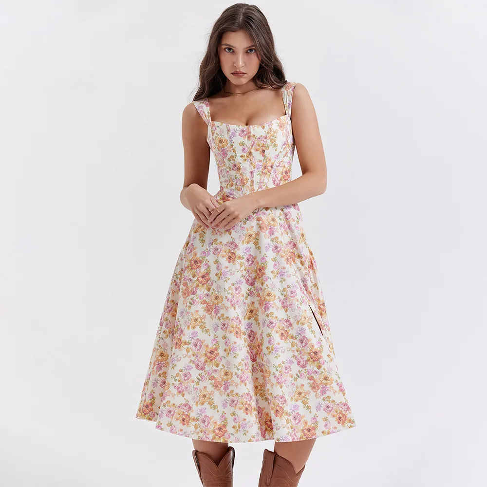 Vestido Midi Estruturado com Fenda Lateral - Lia