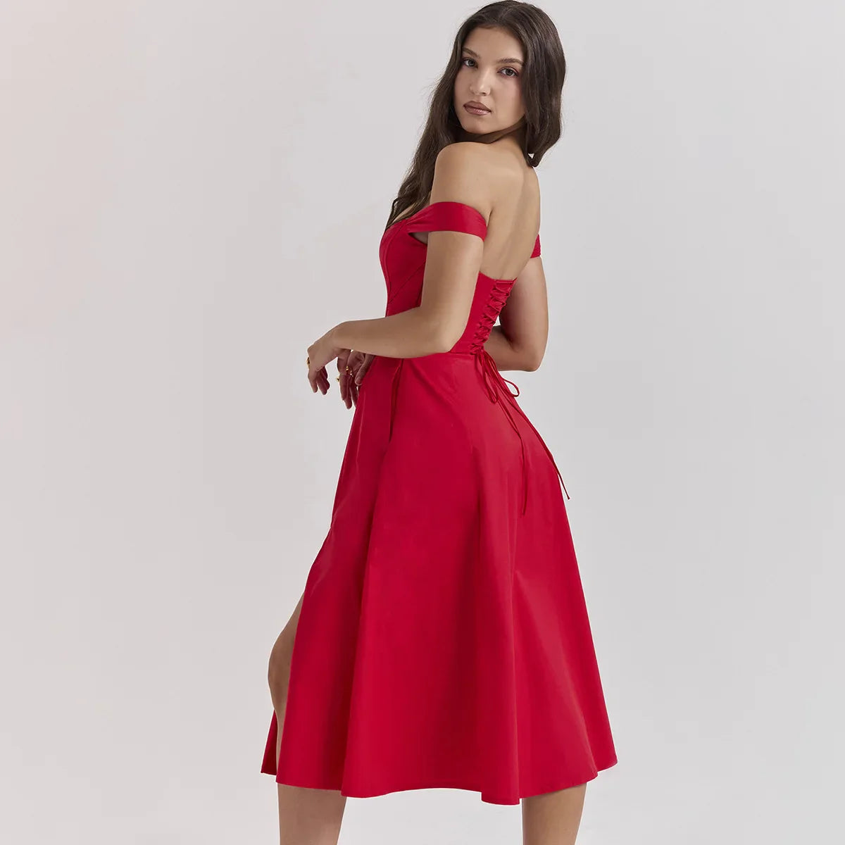 Vestido Midi Estruturado com Fenda Lateral - Lia